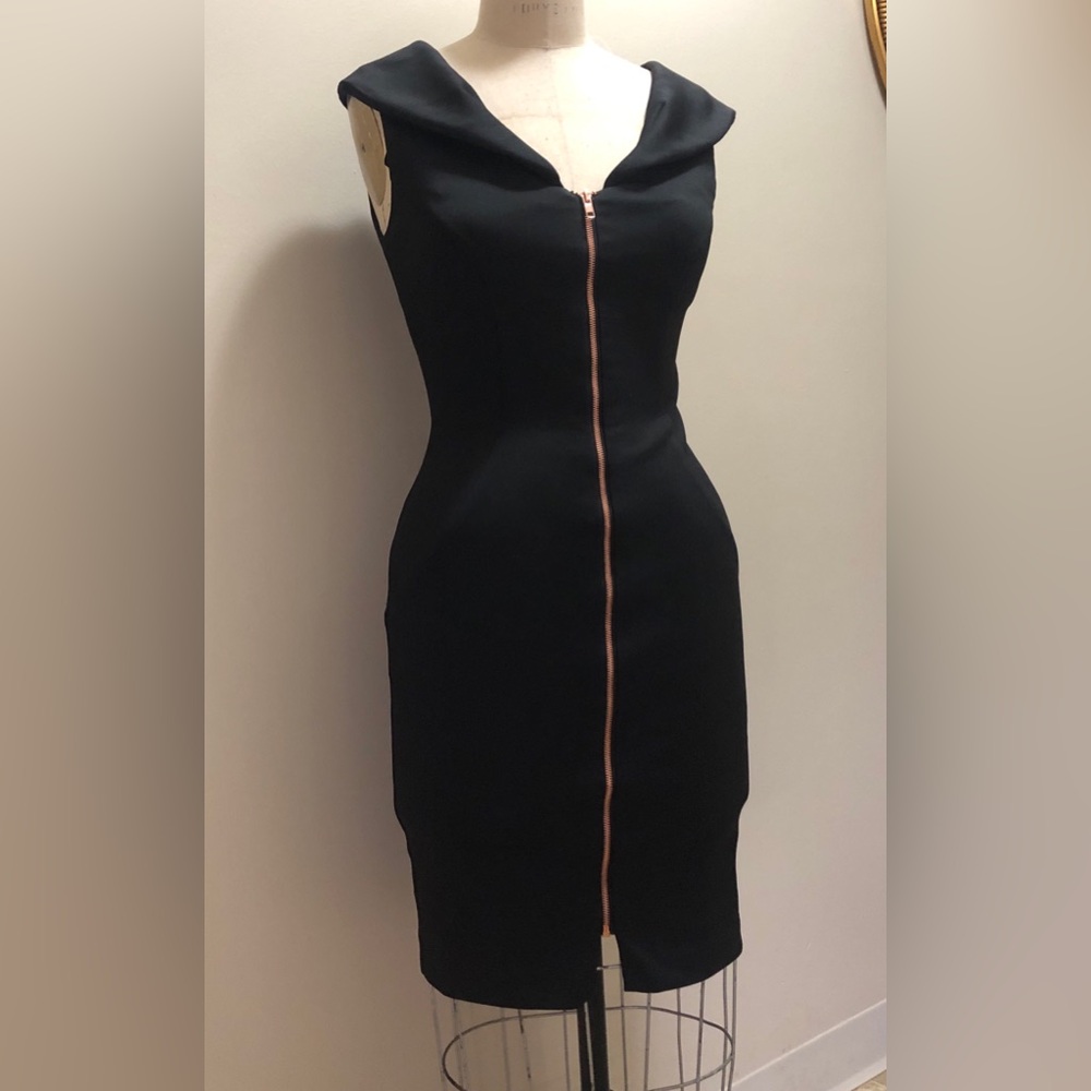 XSCAPE Midi Black Dress Off Shoulder Sz 6